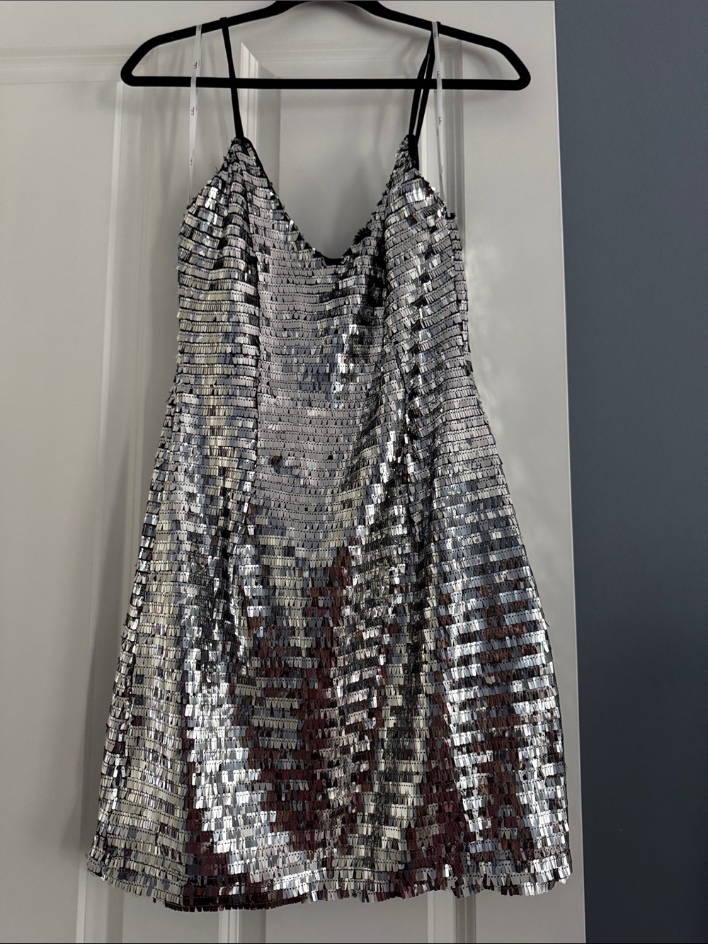 Lulu's Silver Sequin Mini Slip Dress